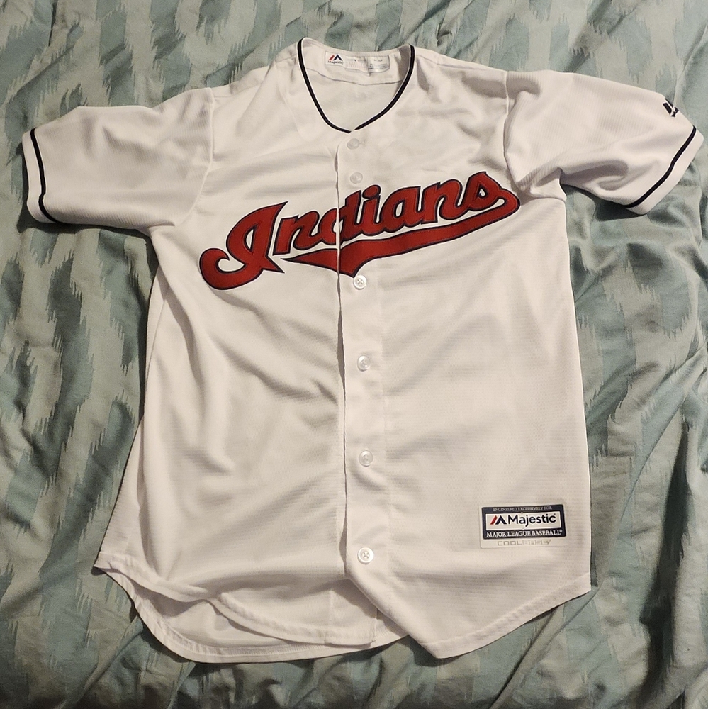 Majestic Cool Base Cleveland Indians Baseball Jersey Men's Sz Small